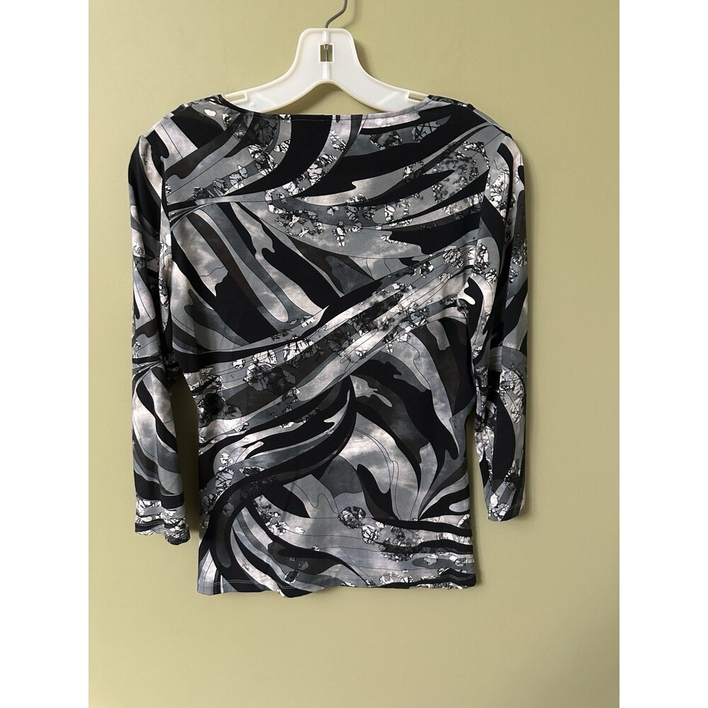 Vintage EMILIO PUCCI Black Grey Long Sleeves Top Blouse Shirt Size 12 US - Picture 12 of 13